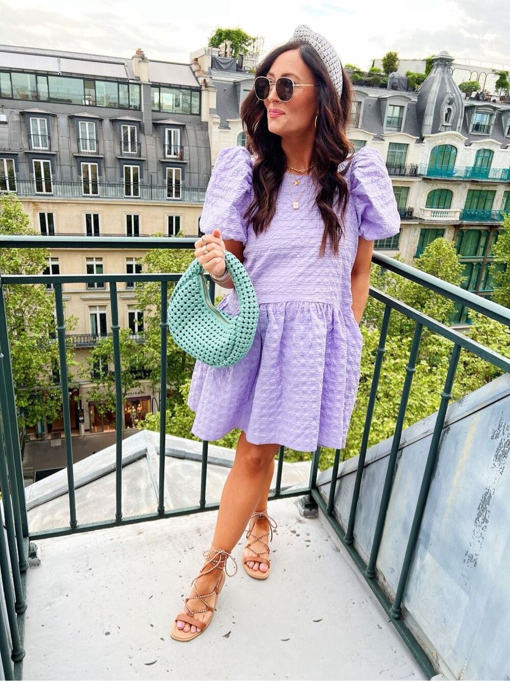ENGLISH FACTORY Back Tie Jacquard Lavender Sz Medium Dress
